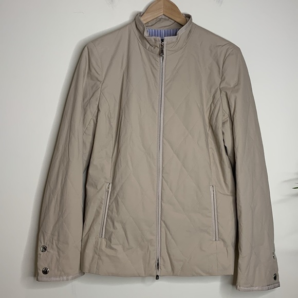 Brooks Brothers | Tan Khaki Diamond Stitch Quilted Double Zipper Jacket 6 - Picture 1 of 15